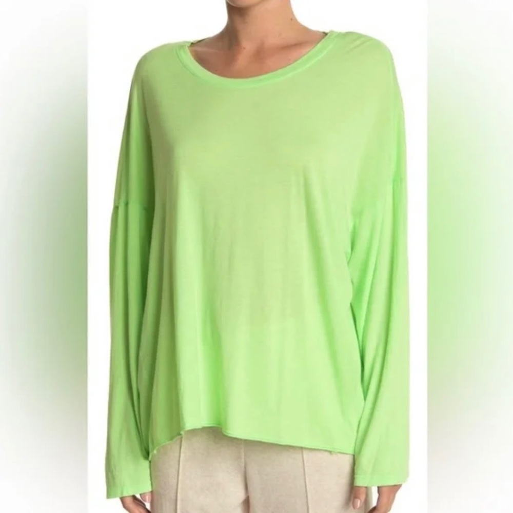 Sundry Size 3 Large Pop Lime Neon Green Long Sleeve Active T- Shirt NWOT